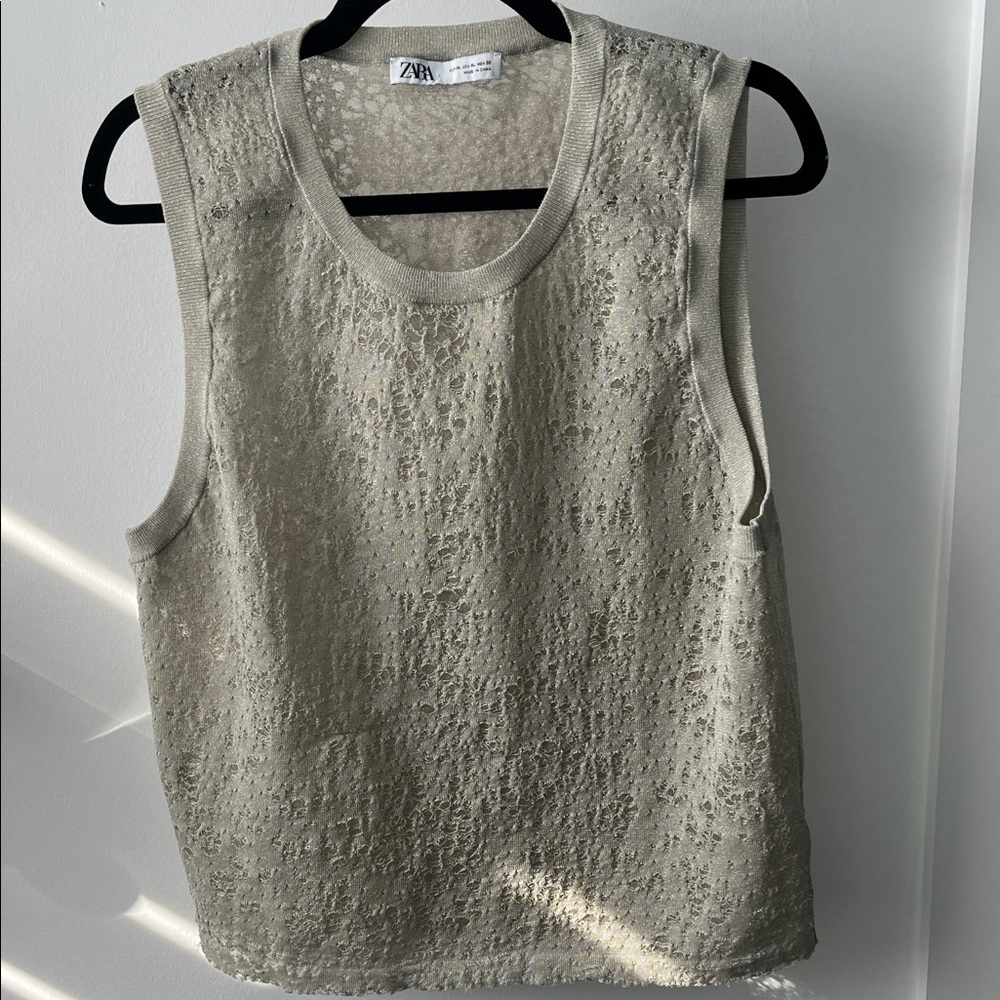 Zara Textured Sleeveless Top in Cream
